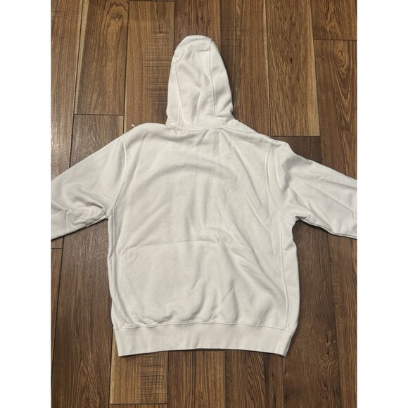 Nike Club Swoosh Hoodie Spellout Embroidered White Pullover Sweatshirt Sz L - Picture 5 of 6
